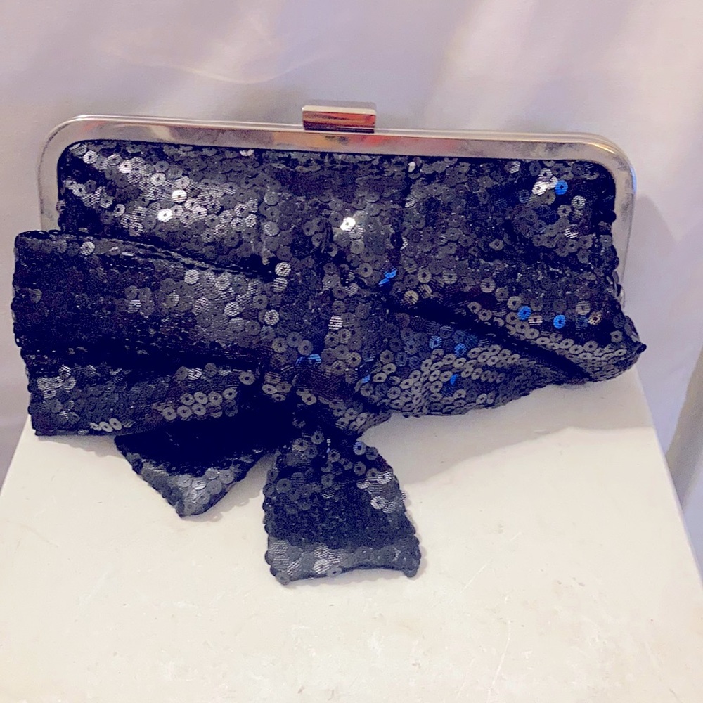 Black sequin clutch.